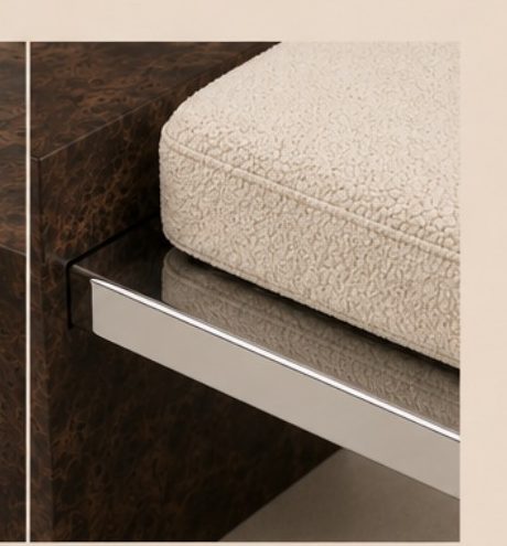 The upholstered seat meeting the steel plane